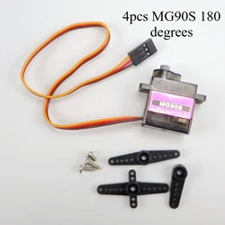 Premium MG90S Metal Gear Digital Servo - High Precision 180/360 Degree Rotation for RC Vehicles & Robotics (4pcs MG90S)