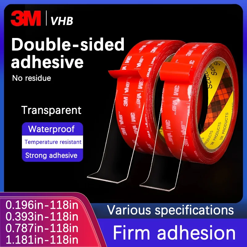 3M double sided tape VHB acrylic transparent no residue high temperature 4910