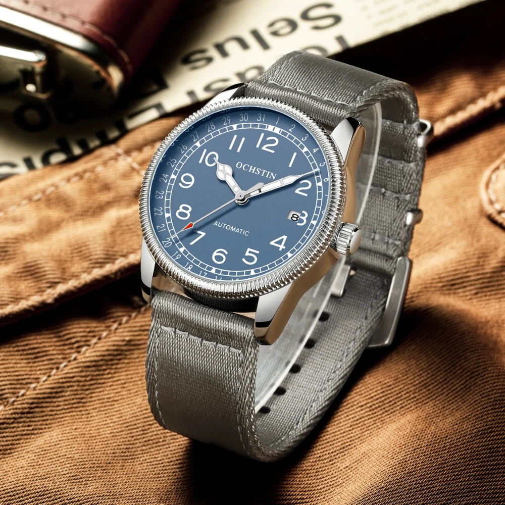 Ochstin Mechanical Men Watch Automatic Watches Man Retro Red Leather Wristwatch Top Brand Luxury Male Fashion Clock