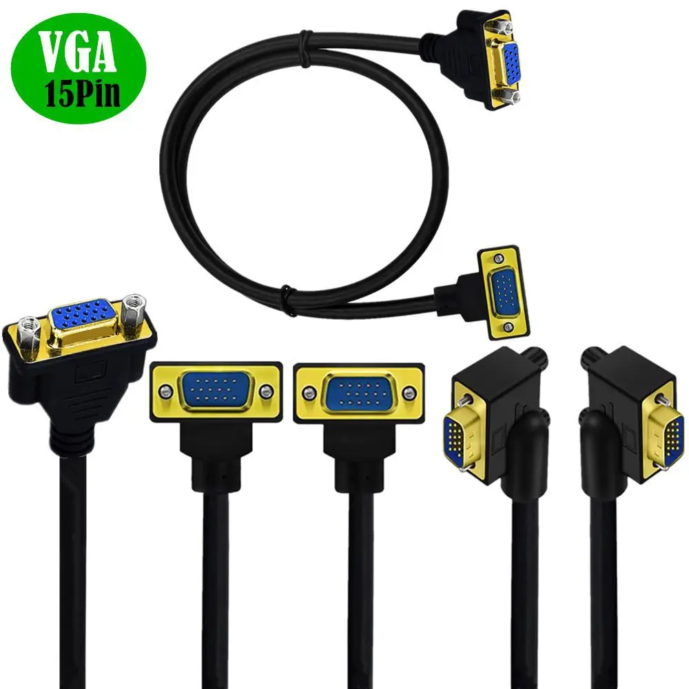Cavo Vga Da 90 Gradi Placcato Oro, Cavo Vga Maschio A Vga Femmina Cavo Monitor Per Computer Full Hd 1080P 0.5M