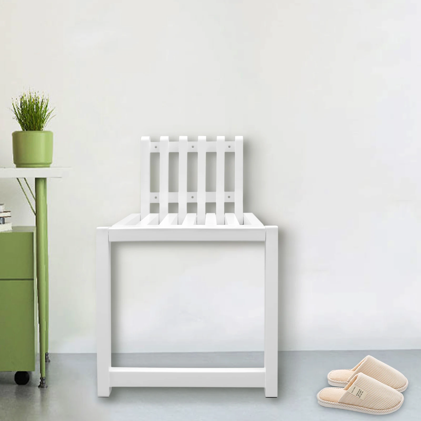 Foldable Wall-mounted Chair With Screws Solid Wood Chair Entryway Chair Folding Bath Seat Bench Shower Chair Space-saving 5