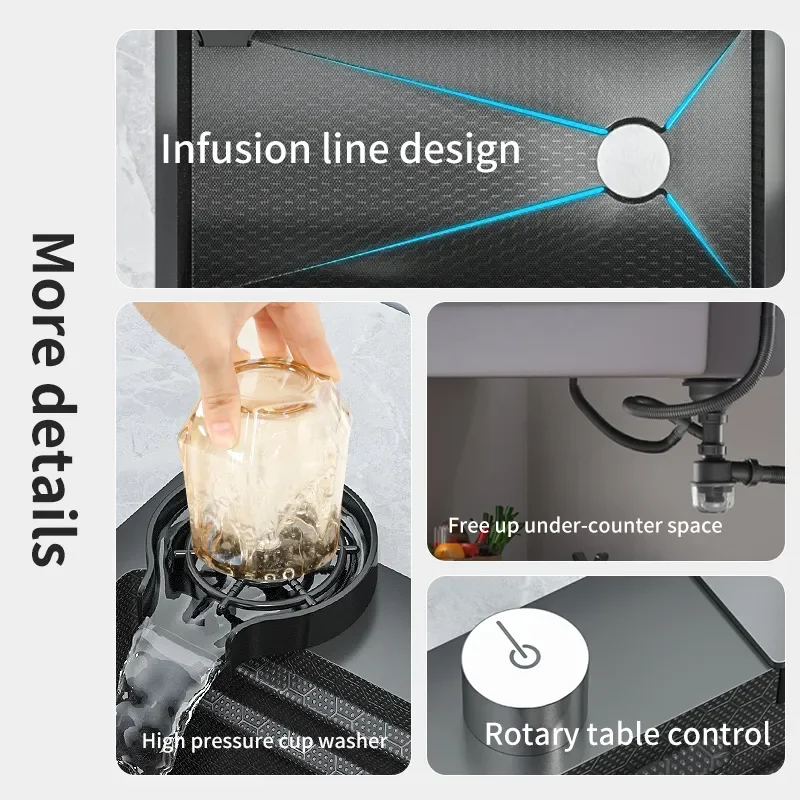 Stainless steel sink for kitchen sink smart black nano waterfall sink multifunction Washbasin large Dishwasher kitchen accessory
