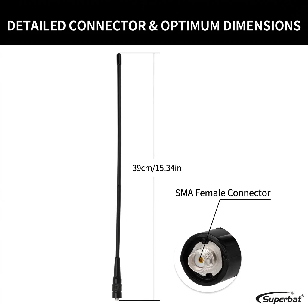 Superbat 2.15dbi 듀얼 밴드 유연한 휩 안테나 136-174/400-470MHz SMA 암형(바오펑 UV-5R BF-F8HP 888S Retevis RT-5R용)