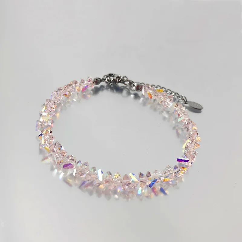 Transparent Crystal Irregular Beaded Bracelet Women‘s