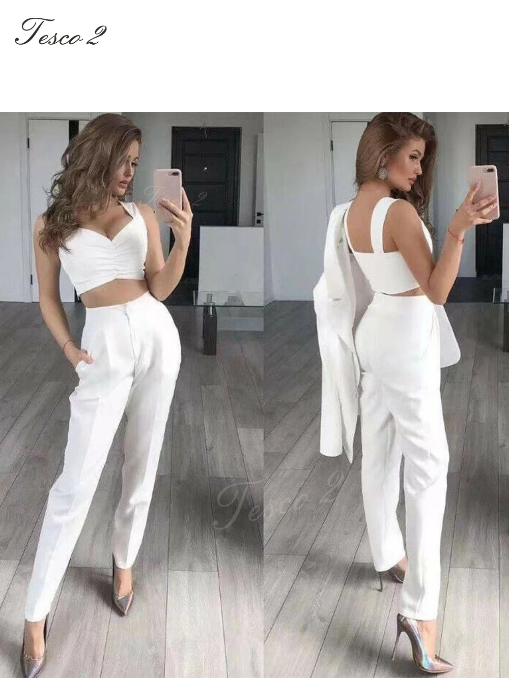 Elegant Women's Suit Slim Fit Sharp Cut Single Button Peak Lapel Women Suit 2 Piece Jacket Blazer Pants For Spring Autumn