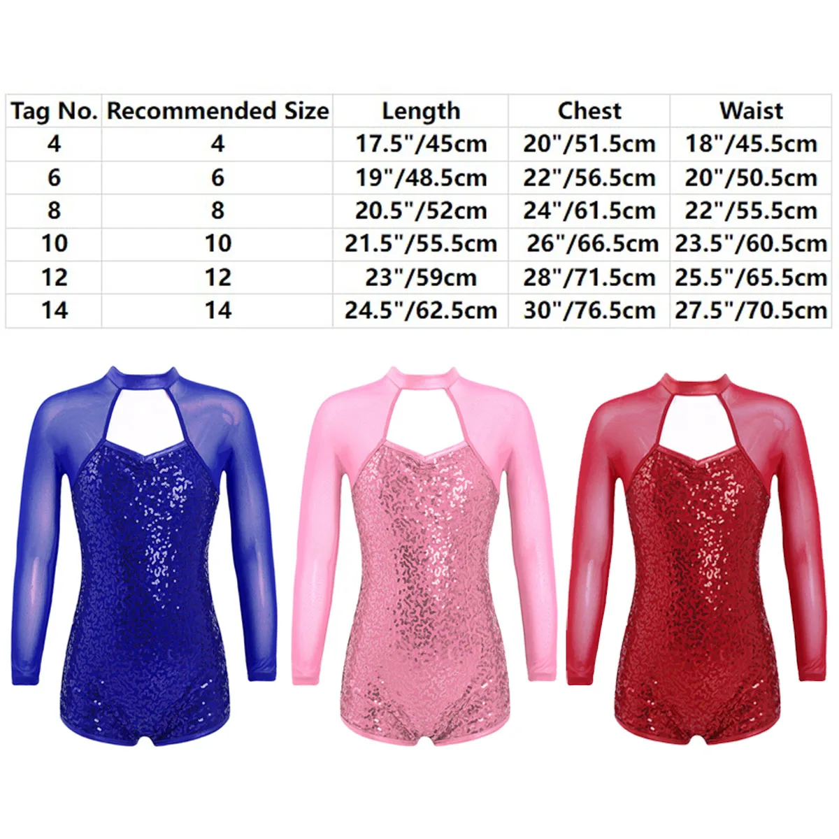 Kids Girls One Sholder Long Sleeve Ballet Gymnastics Leotard Sequins Latin Jazz Dance Shorty Unitard Bodysuit Jumpsuit Costume