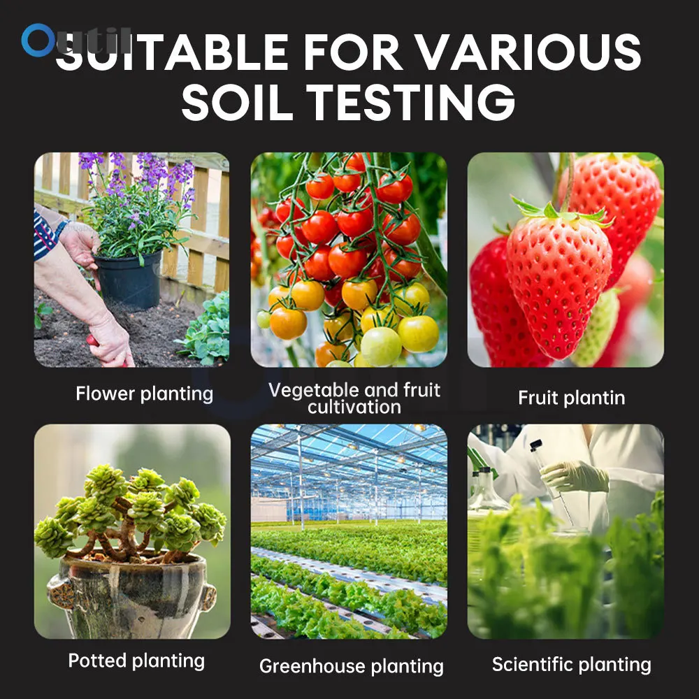 Digital 6 in 1 Soil Moisture Meter Soil Fertility/PH/Temperature/ Ambient Illumination Test Kit Garden Farm Plants Tester
