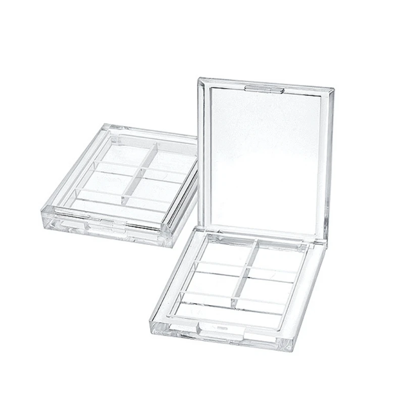 

4 Grids Rectangular Eyeshadow Pigment Empty Container Palettes Clear Plastic Por