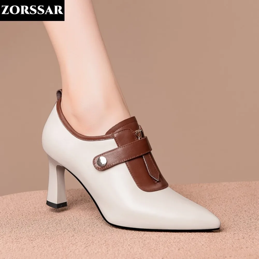 

New Fashion Spring Autumn Luxury Pumps Women High Heels Shoes Chunky Heels Designer Loafers Platform Black Beige 2024