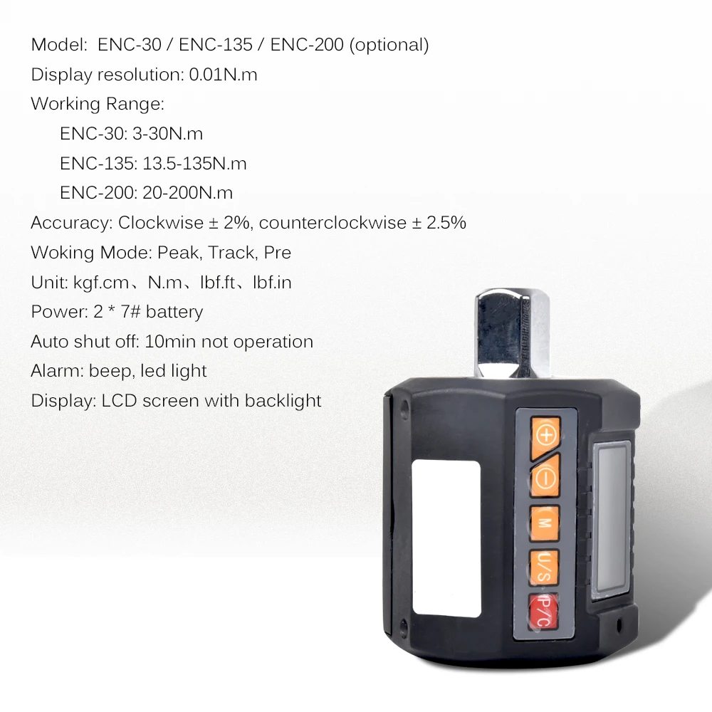 10 340Nm Digital Torque Meter Wrench Torque Tester 1/2'' Drive Includes Adapters 3/8'' 1/4'' 4 Units Home Repairs torque wrench