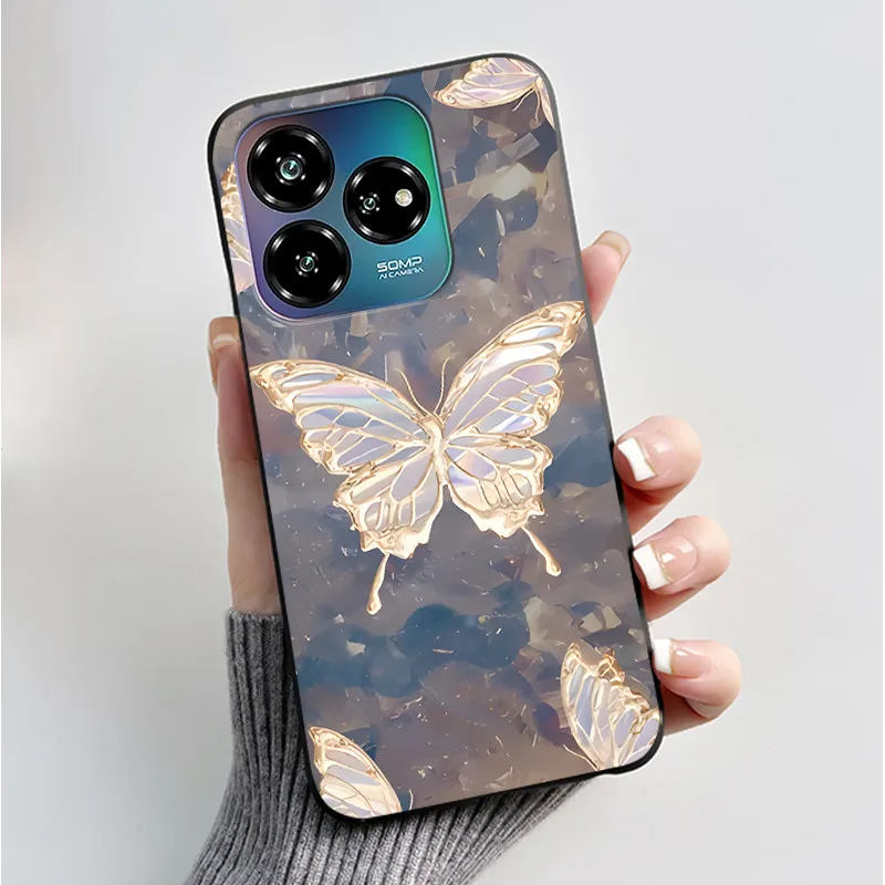 Black Soft Silicone Case with Cute Flower Cartoon Design