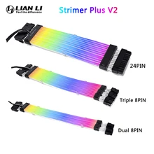 Lian-Cable de extensión Li Strimer Plus V2 RGB PSU ATX 24Pin GPU Dual/Triple 8pin PC Cabinet Modding Power Neon Cable oficial