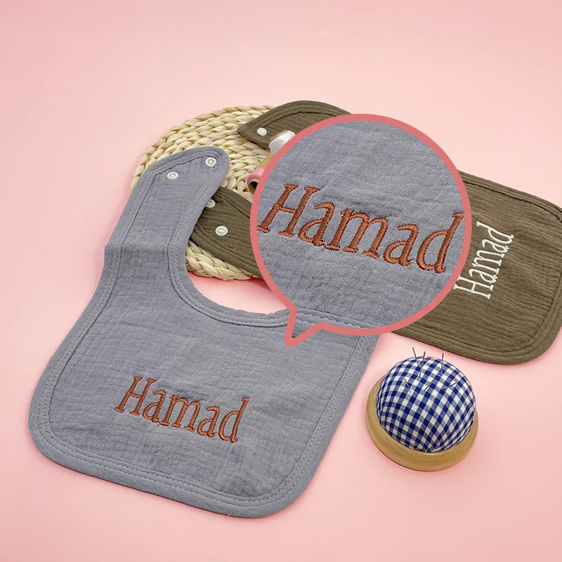 Personalized Baby Saliva Towel Pure Cotton Scarf Baby Feeding Stuff Infant Boys & Girls Custom Name Bib Gift 2Pcs 3