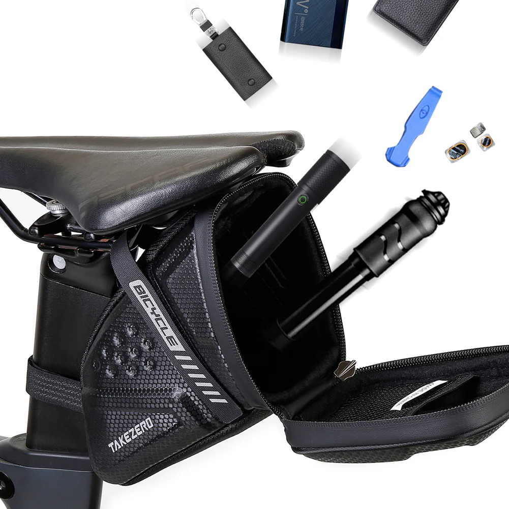1L Bicycle Bag Large Capacity Bike Seat Bag Back Seat Pouch Reflective Bicycle Saddle EVA for Mountain Road Bikes