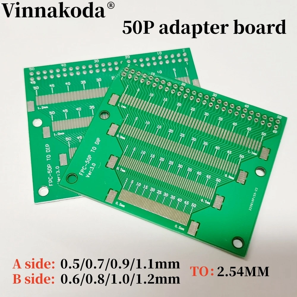 Flexible Cable Adapter 1Pcs FPC/FFC Transfer Board 8 Kinds Spacing 0.5/0.7/0.9/1.1MM 50P TO DIP 2.54MM 0.6/0.8/1.0/1.2MM Double Panel