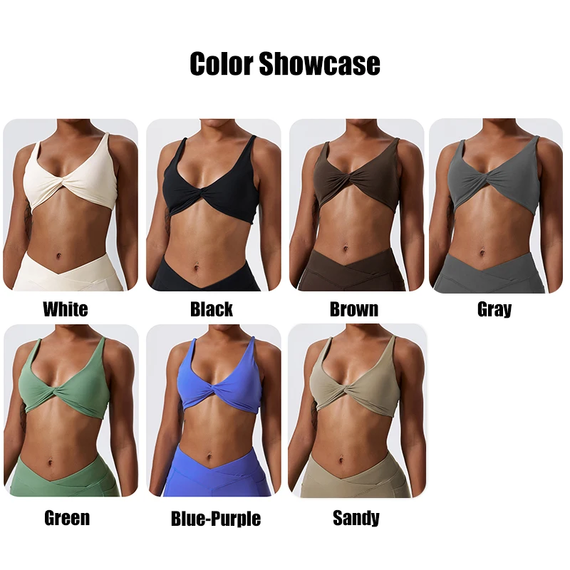 Enhanced Sports Bra Shockproof Push Up Quick-Dry Pleated Workout Top