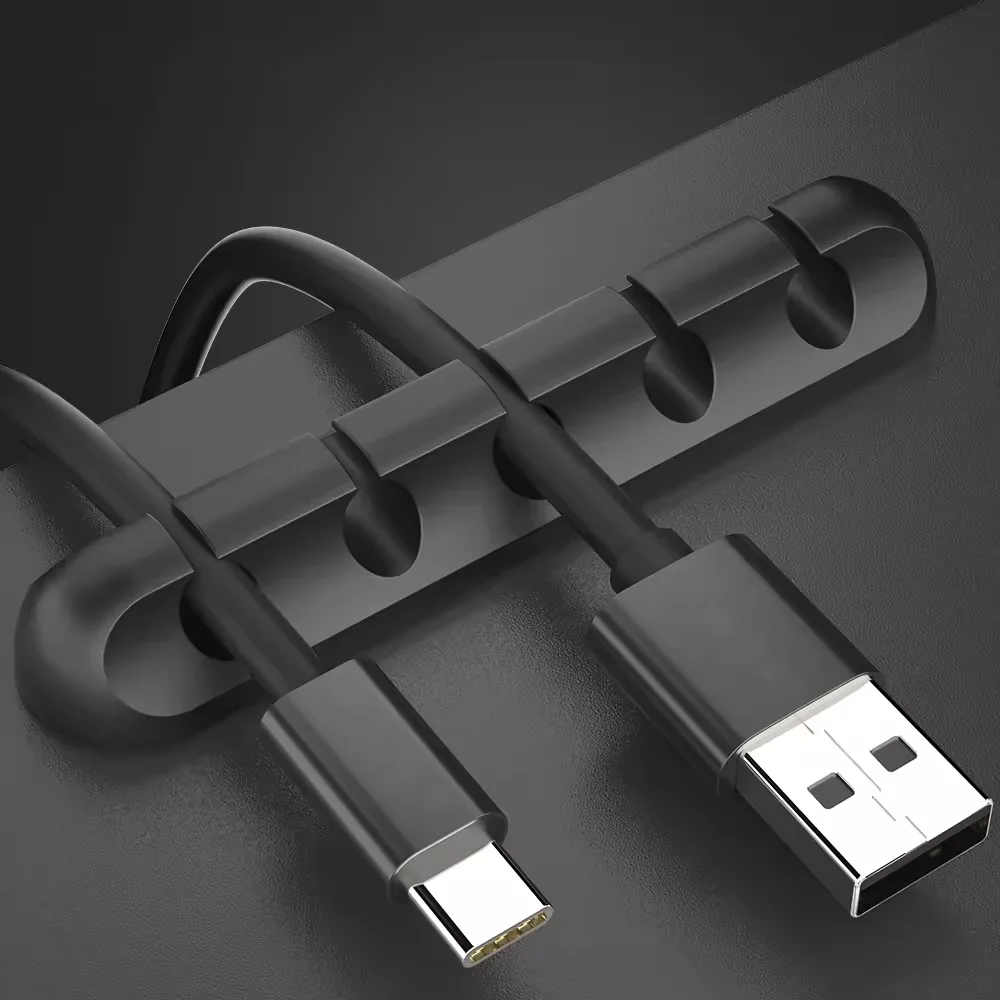 NNBILI 1/2pcs Silicone USB Cable Organizer Winder Desktop Tidy Management Clips Cable Holder For Mouse Headphone Wire Organizer