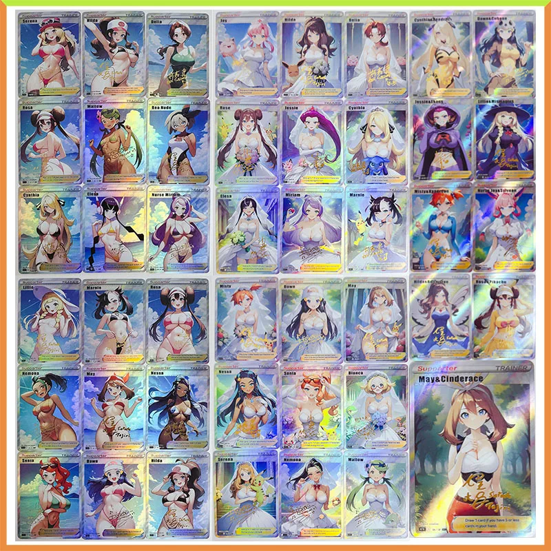 Pokemon Cards Game Cards Animation Game Cards Anime Cards Anime Trading Cards Collectible Cards Anime Pokemon DIY ACG Rosa Hikari Touko Serena Gloria Iono Tabletop Battle Game Collectible Cards Toys for boys Birthday Present