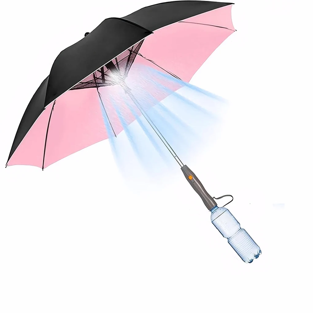 Parapluie 3-en-1 avec ventilateur et brumisateur - Ombre et fraîcheur pour pêche en été