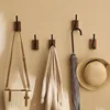 Self-adhesive Solid Wooden Hook Walnut Key Decorative Towel Holder Hook Door Hanger Wall Coat Rack Kitchen Bathroom Organizer 3