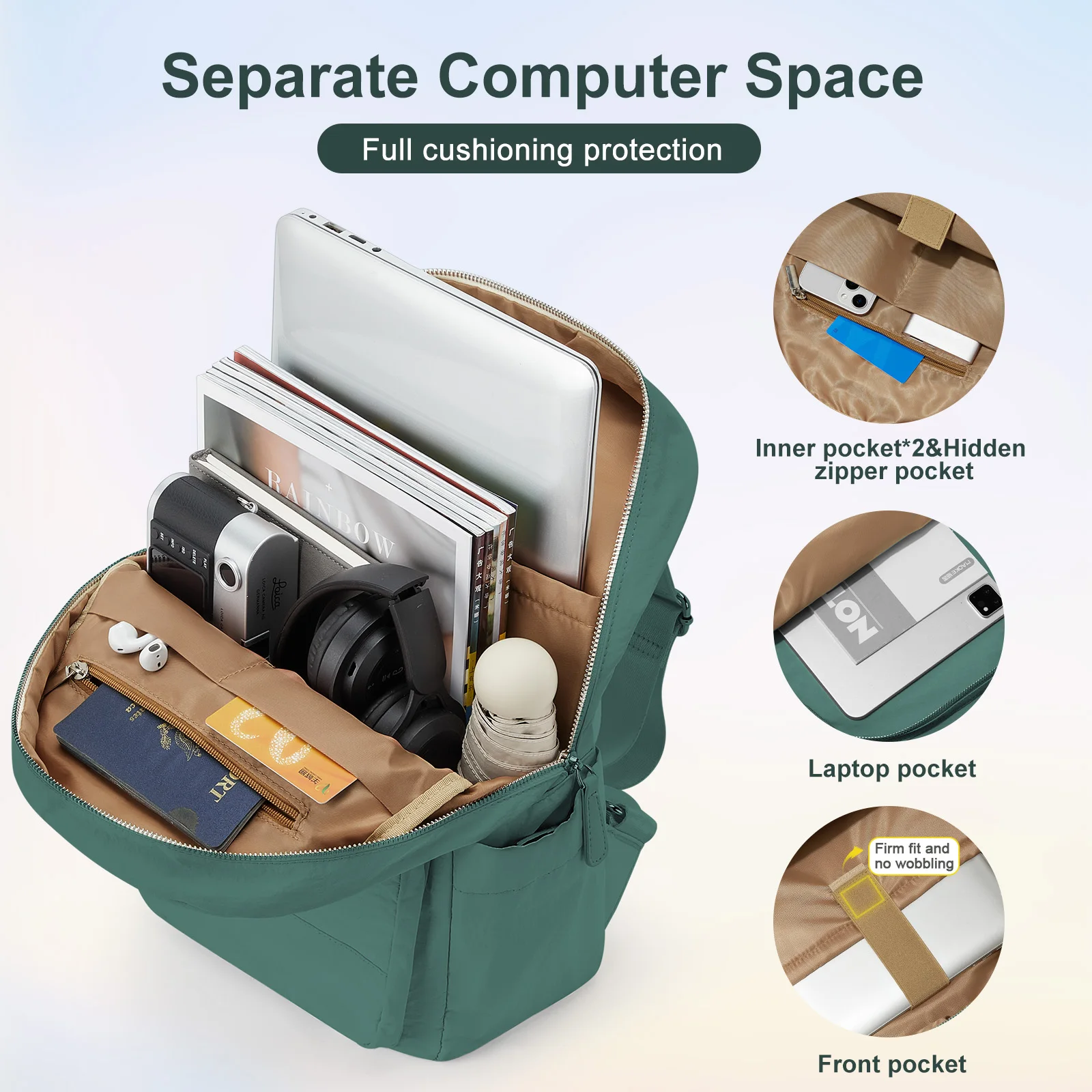 Lightweight Casual Laptop Backpack for Women, School Backpack College Classic Basic Waterproof Backpack for Boys Girls Teenagers