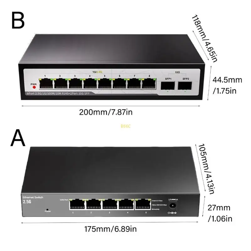 알루미늄 관리되지 않는 RJ45 스위처 5/8 기가비트 2x10G 포트 에너지 효율적인 디자인 내구성