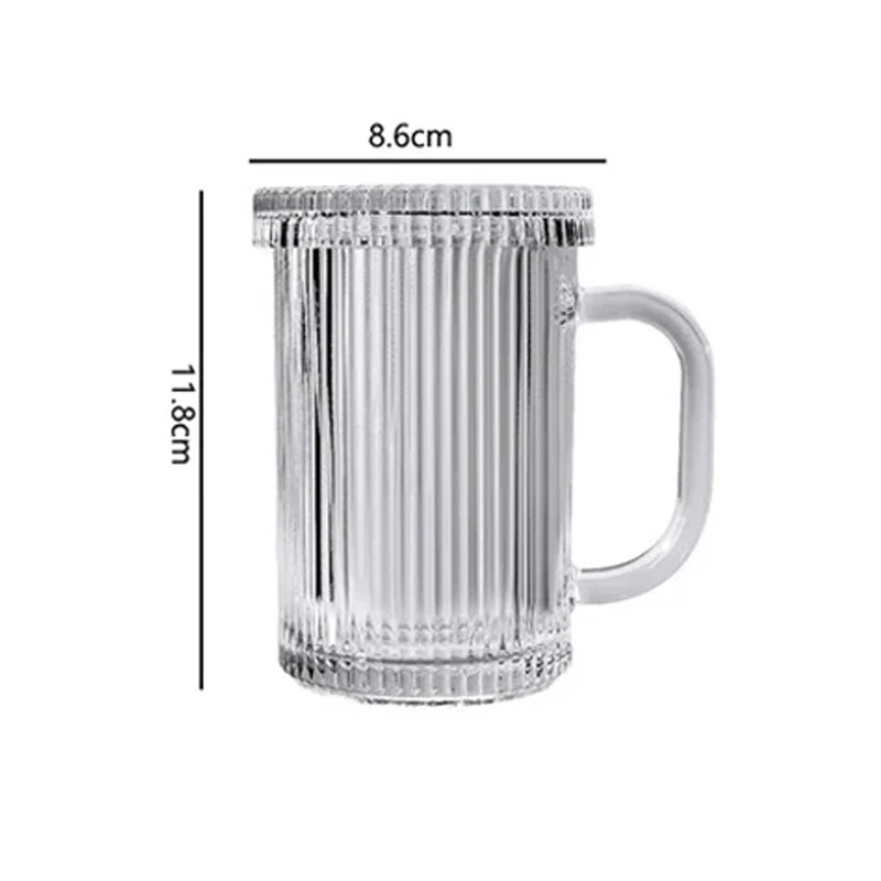 Transparent Minimalist Milk Tea Glass Cup with Lid and Handle – Perfect