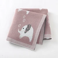 Classic Elephant Print Muslin Newborn Baby Cotton Boys & Girls Swaddle Blankets For 0-24 Months Knitted Infant Security Blankets 1