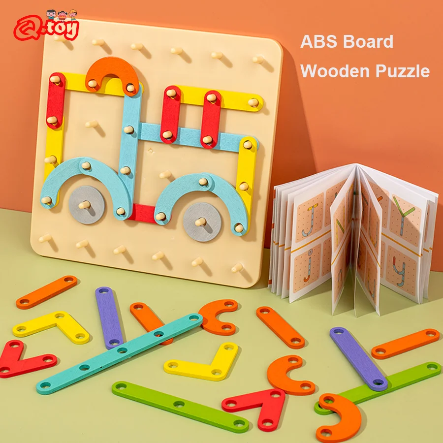 

Educational Toys Wooden Peg Puzzle Board for Children Geometric Shape Cognition Brain Games for Kids Imagination Development