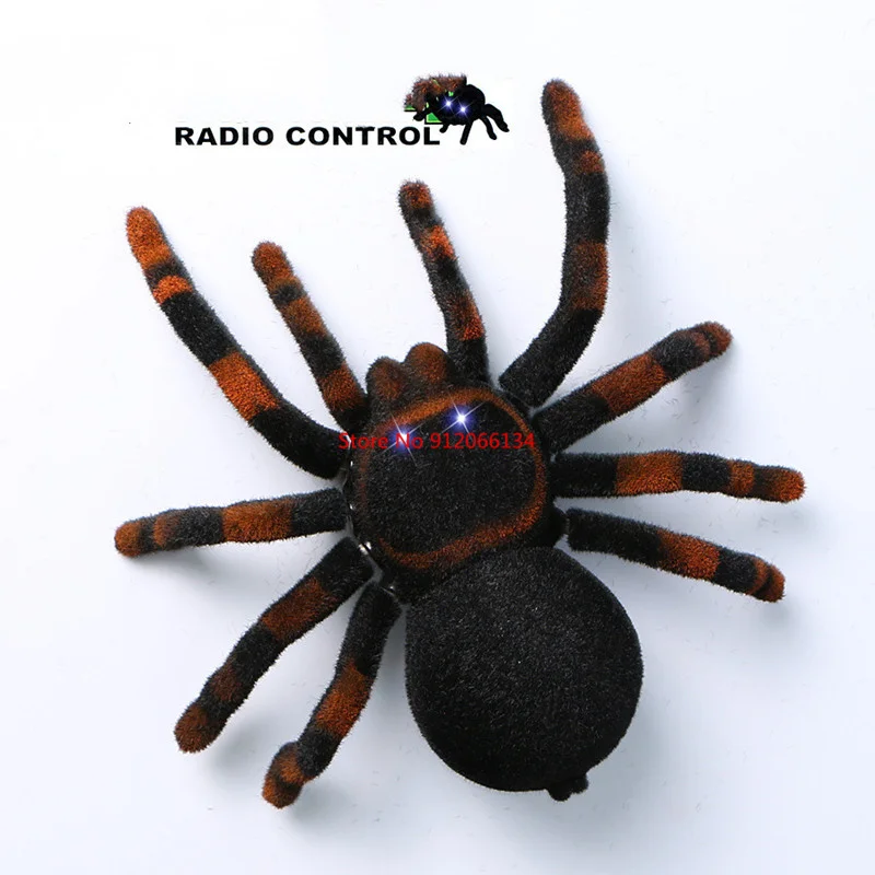 Electronic Animal pet Remote Control tarantula Eyes Shine smart black Spider Robot Halloween RC Tricky Prank Scary Toy Kid  gift 3