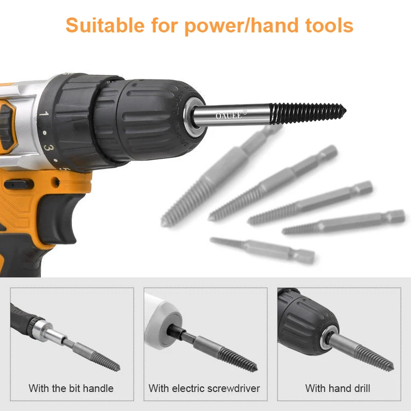 Ensemble de guides de forets centraux pour extracteur de vis, durable, facile à retirer, boulons cassés et endommagés, outils de boulons endommagés, 5 pièces, 6 pièces