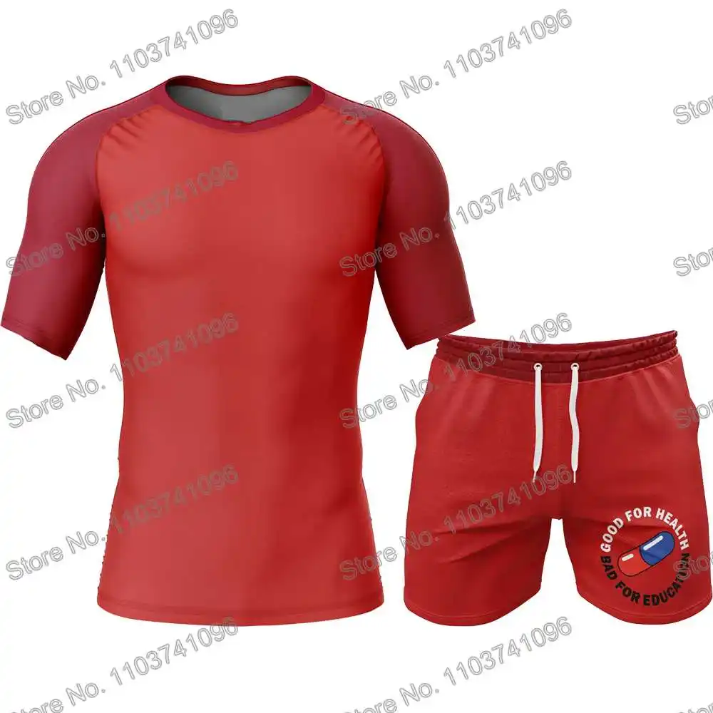 Akira Rash Guard Diving T-Shirt Shorts BJJ Boxing MMA Swimwear Men Summer Short Sleeve Surf Clothing Women GYM Tops Sportswear