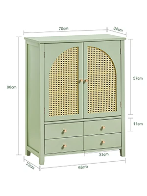 SoBuy FSB72-GR Schuhschrank Küchenschrank Sideboard mit Gitteroptik-Türen Schrank Buffet Aufbewahrungsschrank Kommode grün – Detail 1