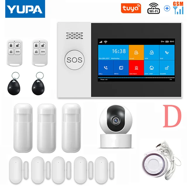 TUYA PG-107 Wifi GSM Home Security Alarm System App Control Remote Control Window Sensor With 1080P IP Camera Smart Alarm Kits SET-D
