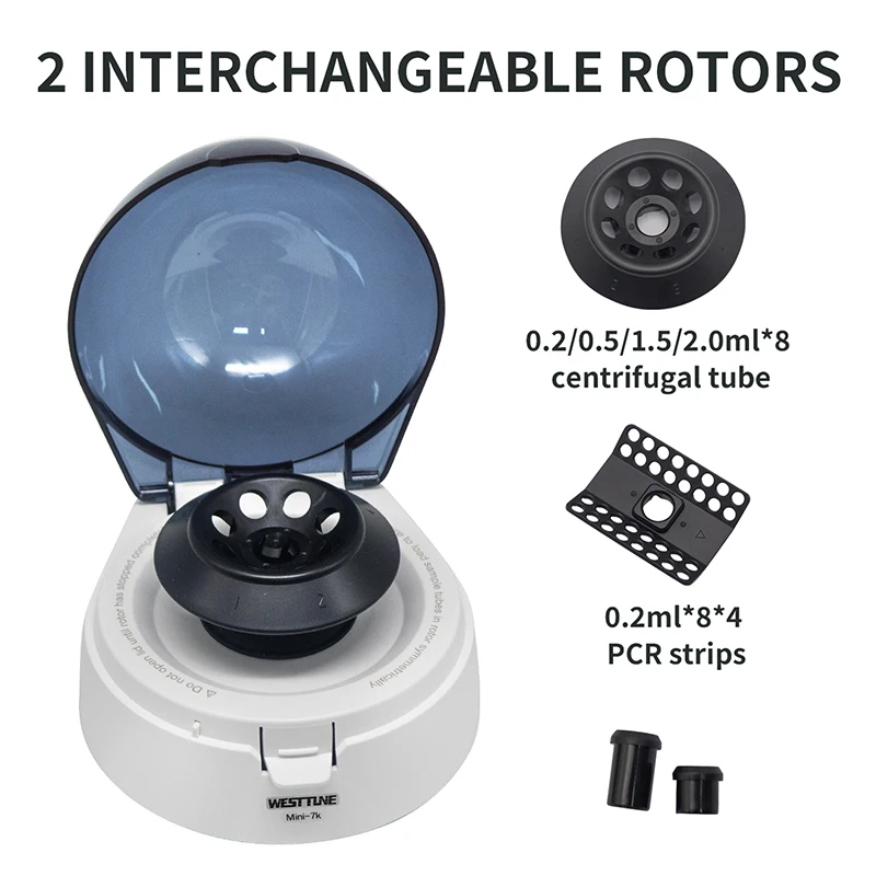 Lab Mini Centrifuges 7000 RPM Benchtop Centrifuge Machine Low Noise Laboratory Centrifuges with DC Motor Max 2680 x Westtune