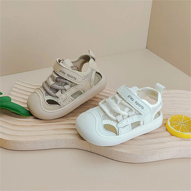 New Summer Baby Shoes Mesh Cut-outs Soft Sole Boys Sandals Closed Toe Non-slip Fashion Toddler Kids Girls Sandals Beach