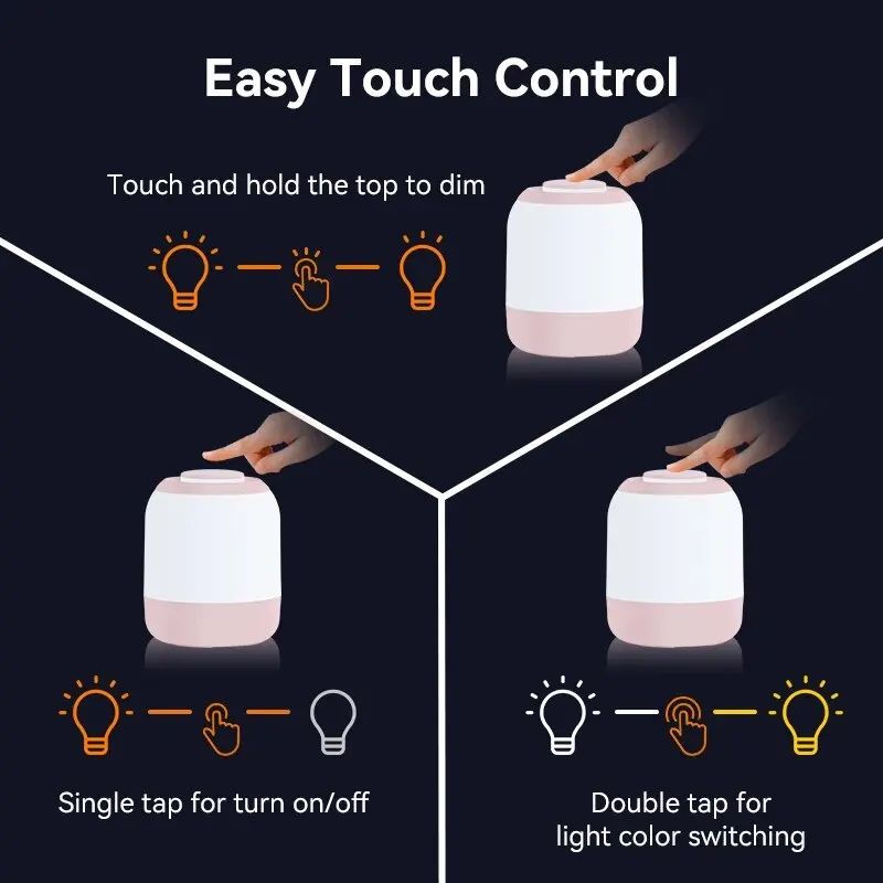 LED 밤 빛 터치 램프 테이블 램프 머리맡 램프 침실 램프 터치 센서 휴대용 책상 램프 빛 어린이 선물 Led