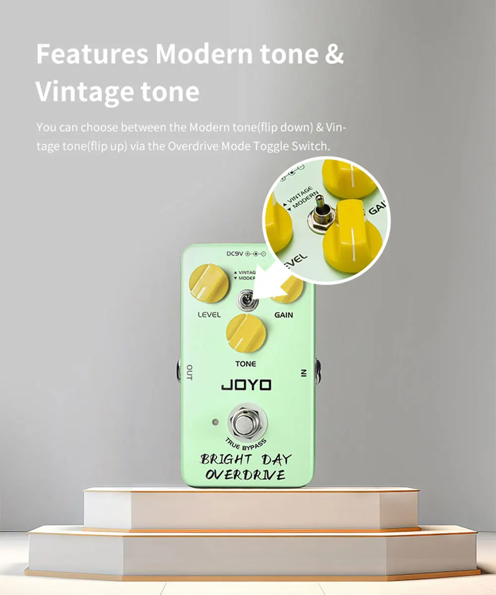 JF-25 BRIGHT DAY Overdrive Guitar Pedal from Vintage to Modern Tone High Gain Bl