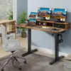 Vabches Height Adjustable Computer Desk Electric Standing Desk for Home Office Gaming Desk with LED Light&Power Outlet&Metal Leg 2