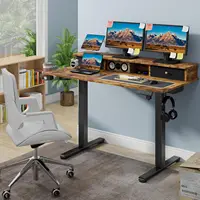 Vabches Height Adjustable Computer Desk Electric Standing Desk for Home Office Gaming Desk with LED Light&Power Outlet&Metal Leg 2