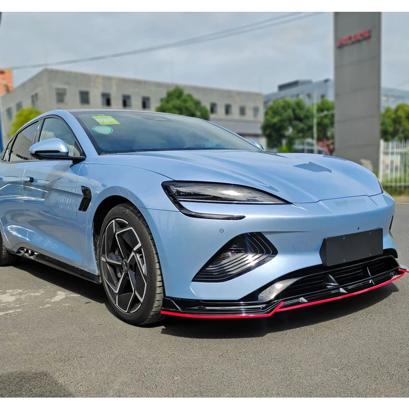 Front Bumper Lip for BYD Seal EV Air Splitter Car Body Kit Spoiler 2022 2023 2024 Black Skirts Accessories