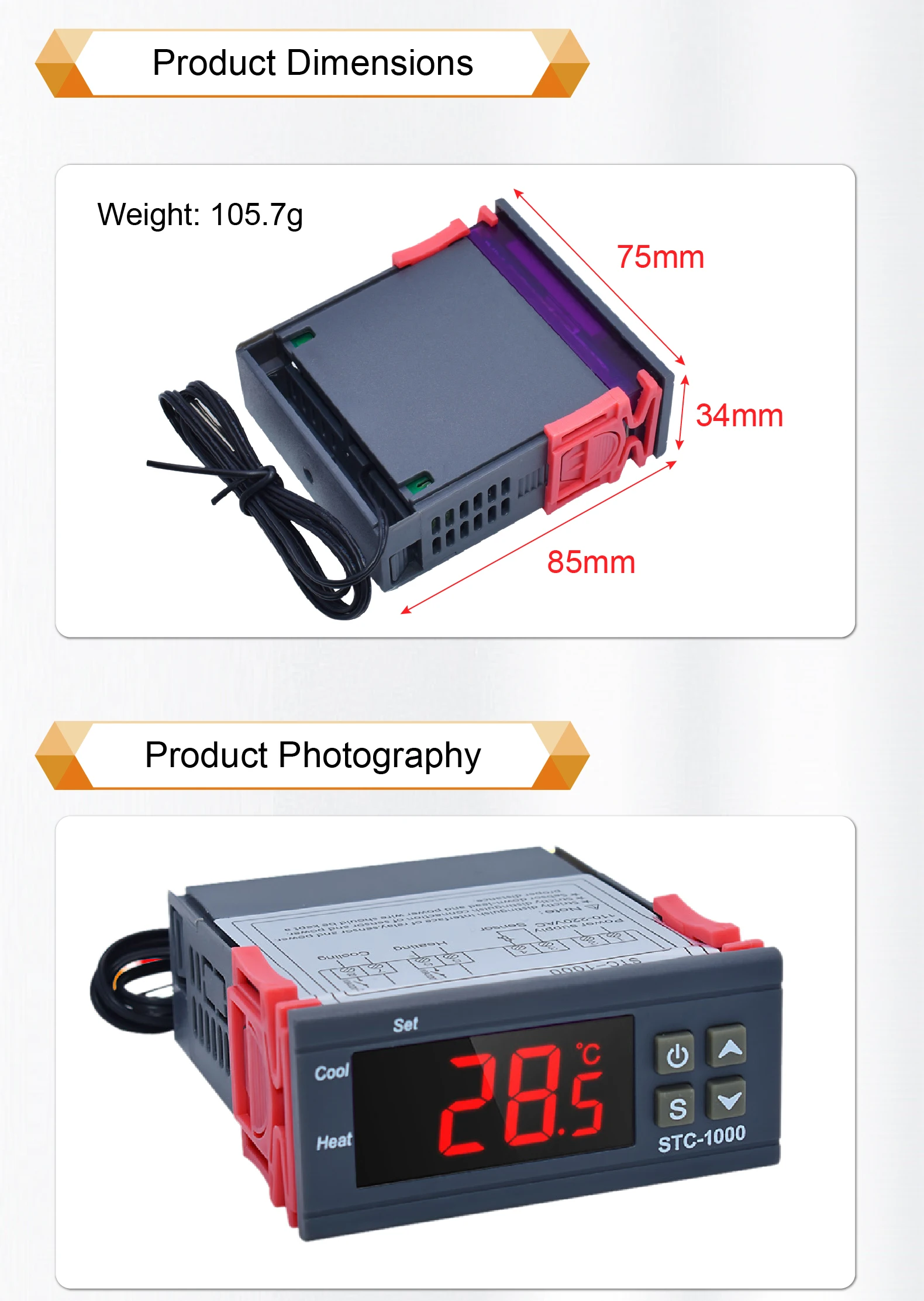 STC-1000 Digital Temperature Controller Thermostat Dual Relay 12V 24V 220V for I