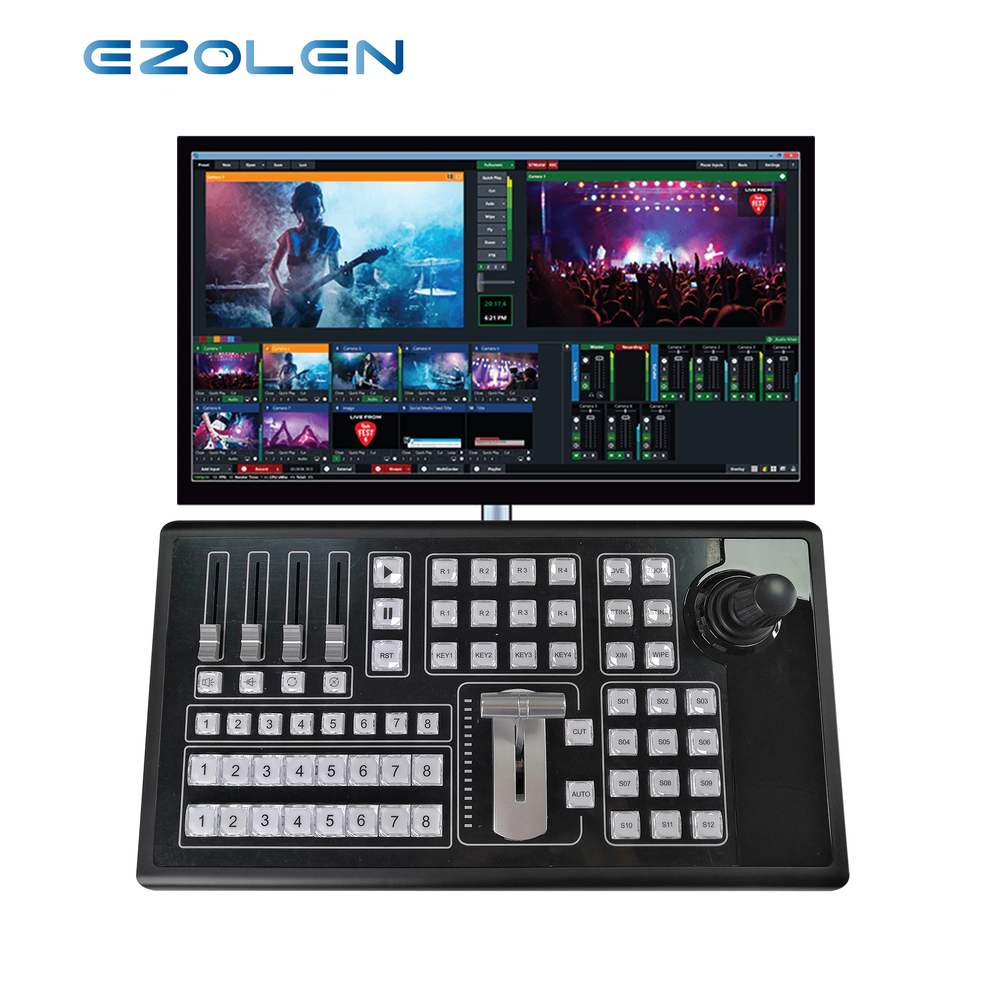 

Recording and broadcasting control keyboard multi format video switcher mixer Vmix video switching keyboard from EZOLEN