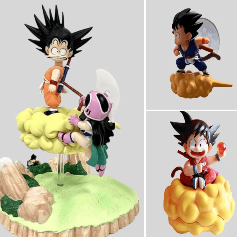 

10cm Anime Dragon Ball Z Figure Son Goku Chichi Action Figures Somersault Cloud Model Dolls Figurine Decor Collections Toys Toys