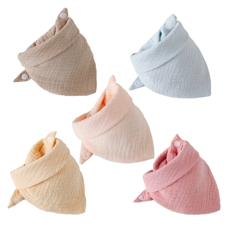5Pcs Baby Feeding Drool Bibs Saliva Towel TRIANGLE Scarf Bandana Soft Cotton Bib Adjustable Button Burp Cloth Boys baby bib