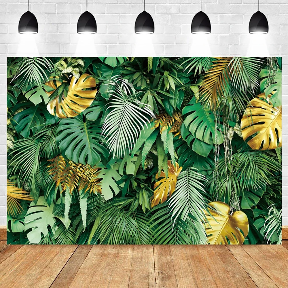 Green Leaves Wall Photography Backdrop Tropical Jungle Scene Happy Birthday Party Wedding Decor Background Photo Studio Props