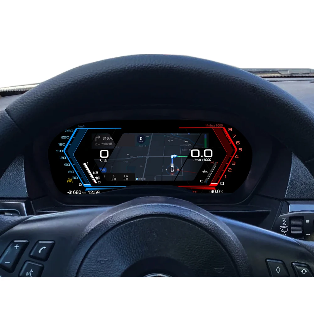 BMW 5 6 시리즈 M5 M6 E60 E61 E63 E64용 LCD 대시보드 디지털 계기판 카플레이 속도계 패널 주행거리계