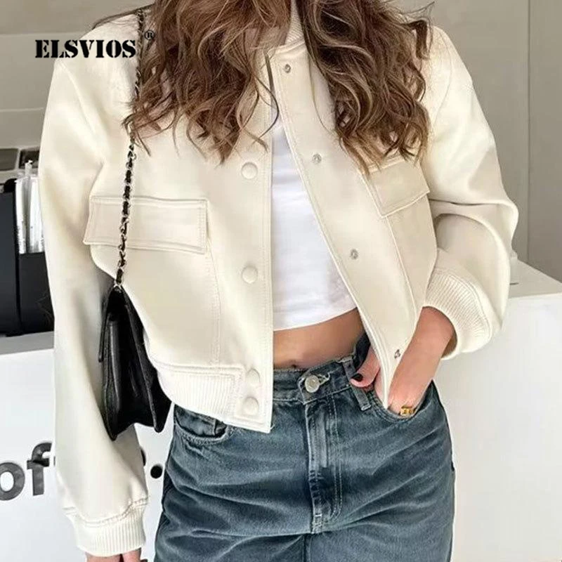 

Autumn Winter Casual Solid Stand Collar Jackets Fashion High Street Long Sleeves Buttons Cardigans Elegant Commuting Short Coats