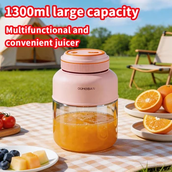 1300ML Portable Juicer, Fresh Fruit Mixer 38 Blades, USB Rechargeable Multifunctional Juicer Ice Crusher Smoothie Blender Home 1