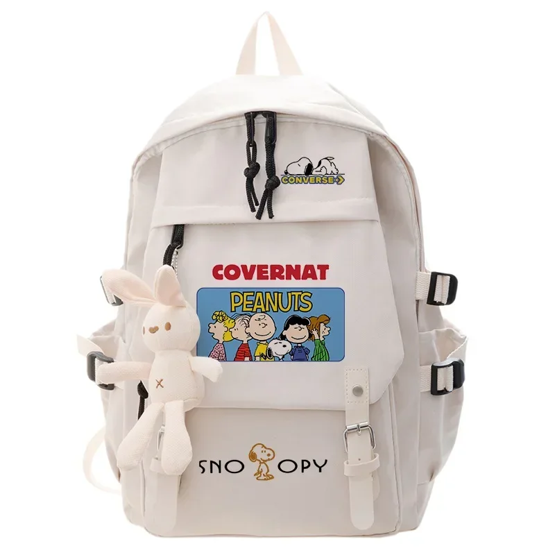 Snoopy Cartoon Student Backpack Boys Girls Junior High School ins Large Capacity Travel Schoolbag Nylon Shoulder Bag handbag 3
